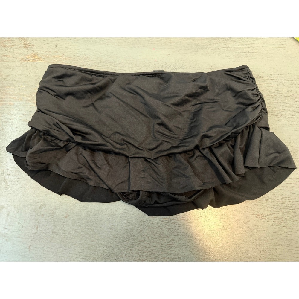a.n.a A New Approach Black Ruffle Swim Skirt Bottom Small Ruched Skort RN73156